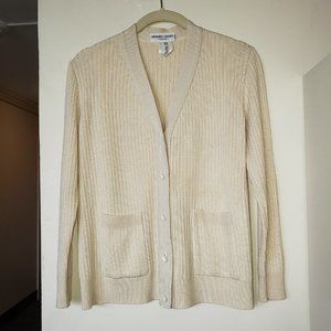Women's Hermes Beige Ribbed Cardigan XS